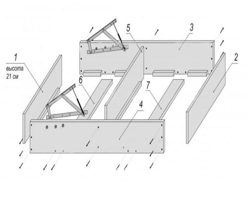 Схема сборки кроватей с подъемным механизмом